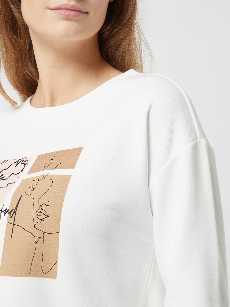 Sweatshirt mit Stickereien in offwhite