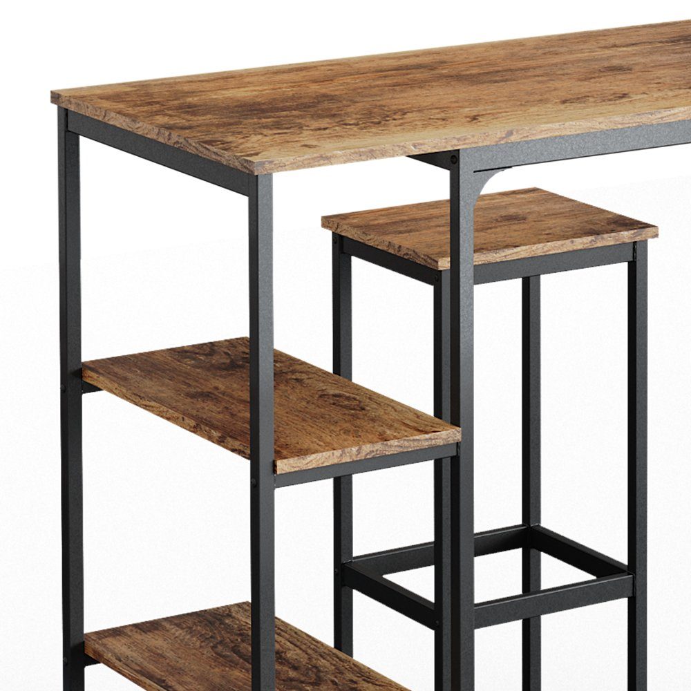 Vicco Bartisch Bistrotisch Küchentisch Fyrk 120x50cm mit 3 Ablagen inkl. Hocker