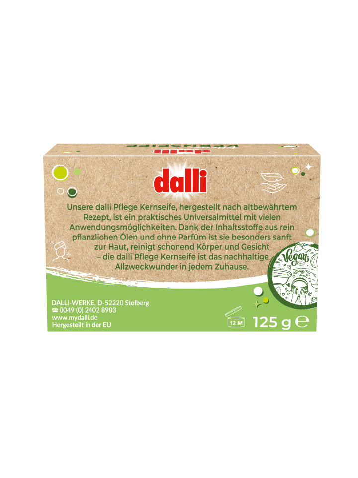 DALLI-WERKE Pflege-Kernseife 125g - feste Seife - 100% vegan - ohne Parfüm günstig kaufen onesize