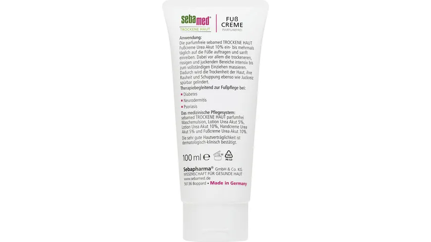 sebamed Trockene Haut parfumfrei Fußcreme Urea 10% 100 ml