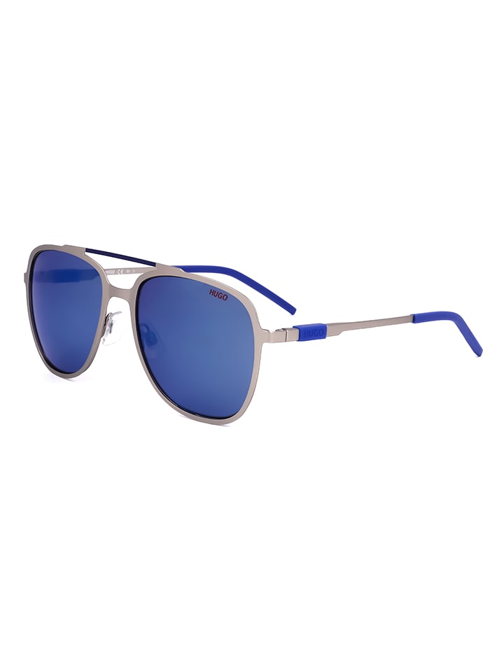 HUGO Herren-Sonnenbrille in Silber/ Blau günstig kaufen 56
