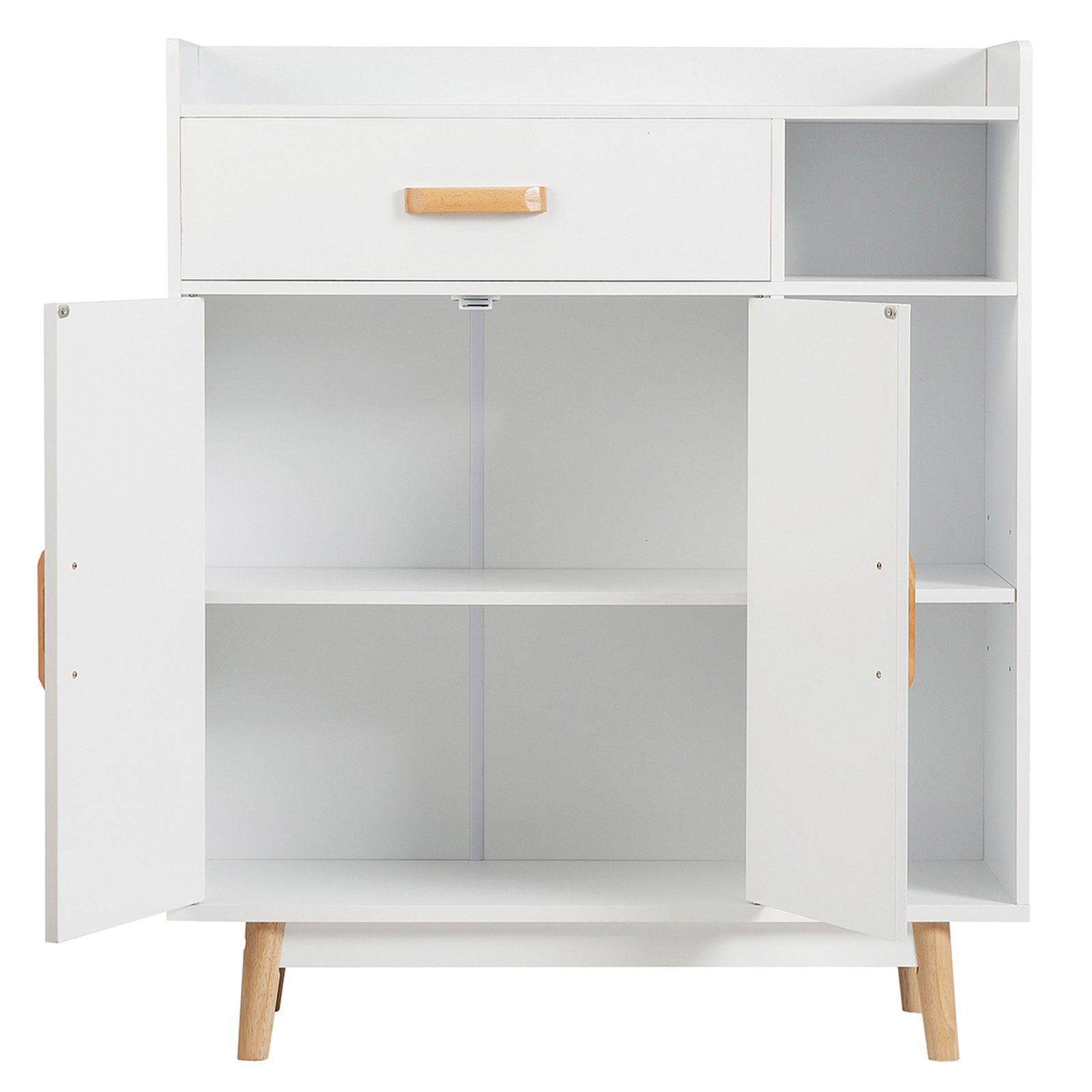 COSTWAY Kommode, mit Schublade&Fächern, aus Holz, stehend, 80x30x95cm, weiß