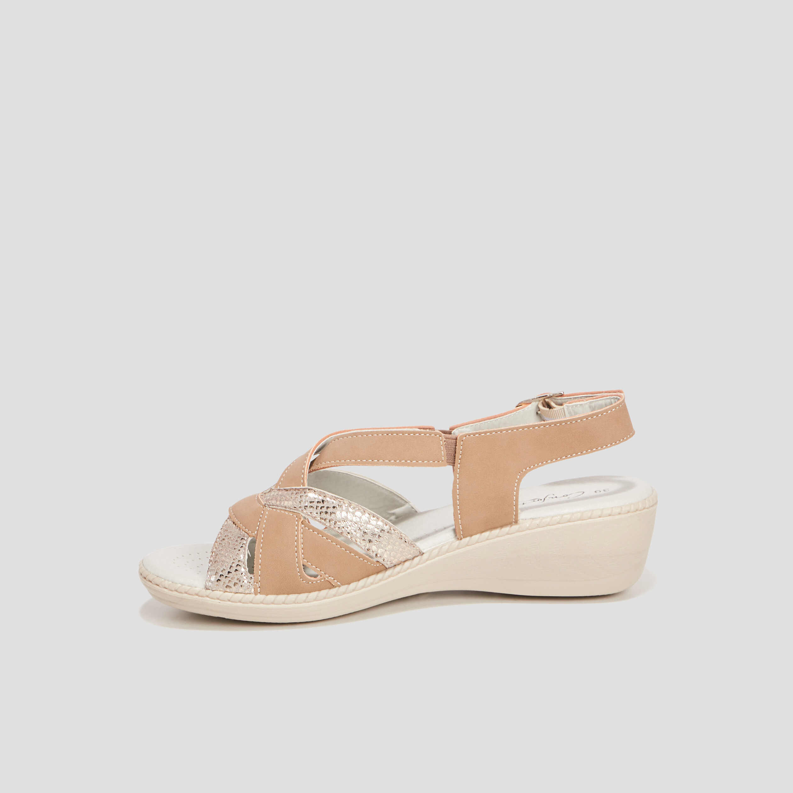 Sandales à talons compensés taupe femme | La Halle