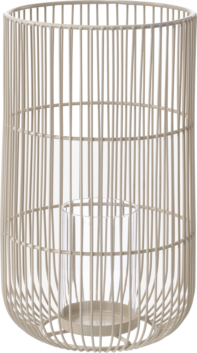Windlicht aus Metall rund/groß, greige (32x18x18 cm), 1 St