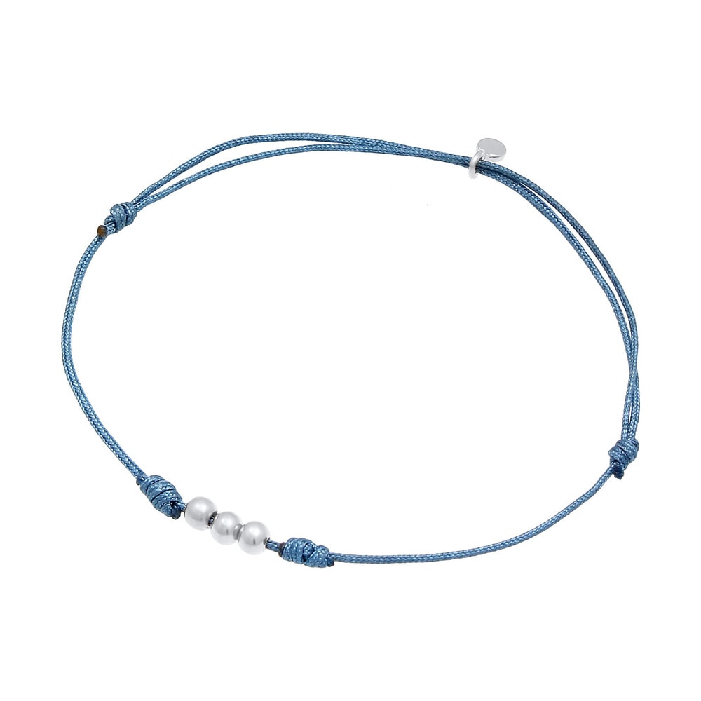 Elli Elli Bracelet Balles pour dames Nylon Basic Minimal Réglable en Argent Sterling 9 Bracelet