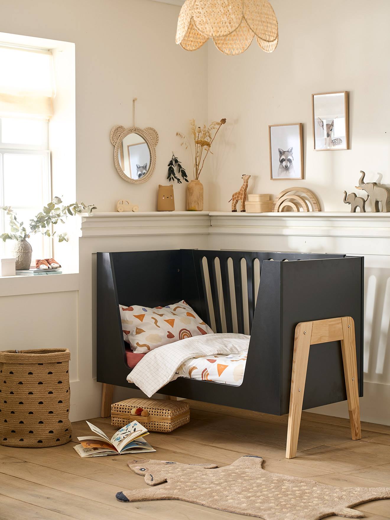 Vertbaudet Mitwachsendes Babybett RETRO - schwarz
