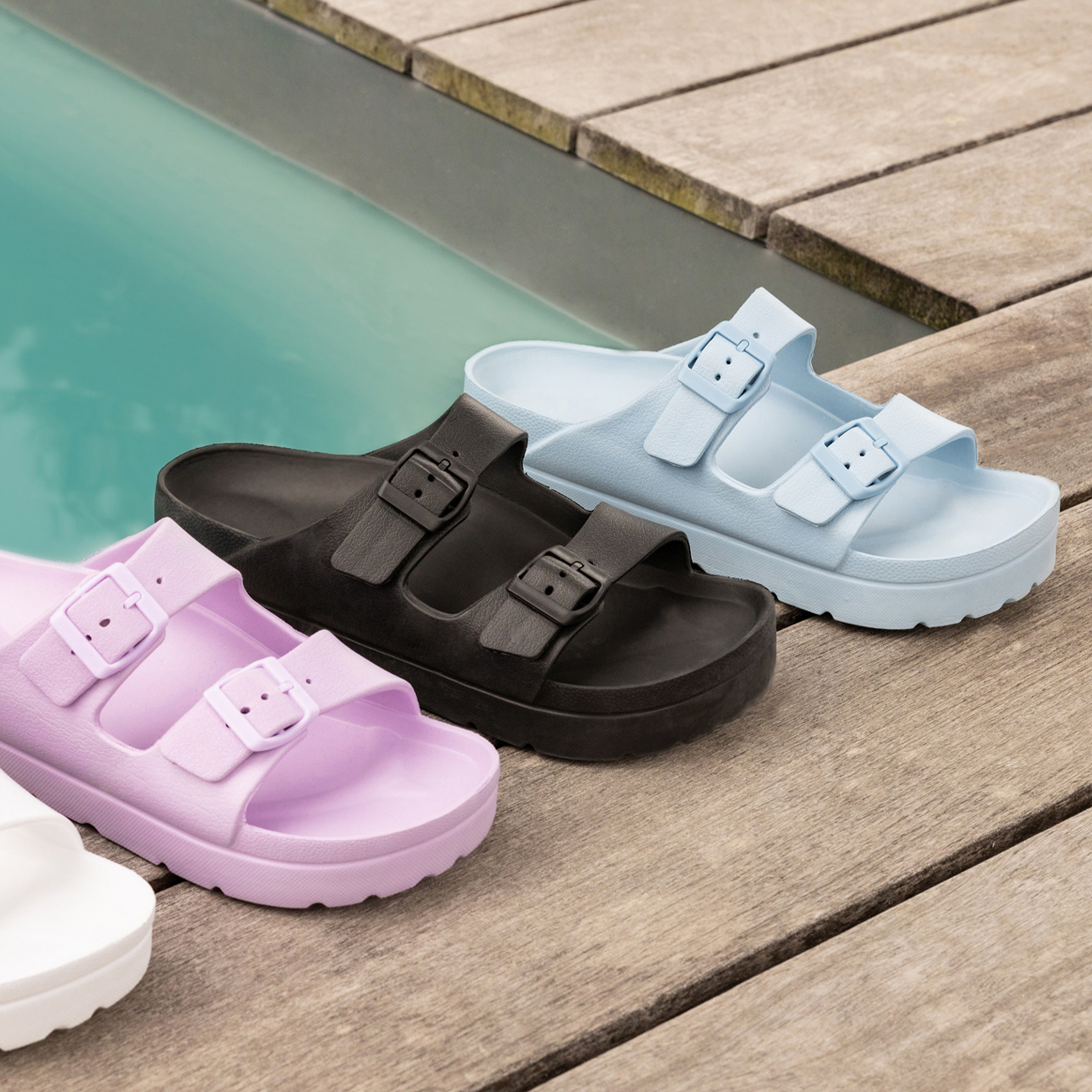 Mules de plage plateformes noir femme | La Halle