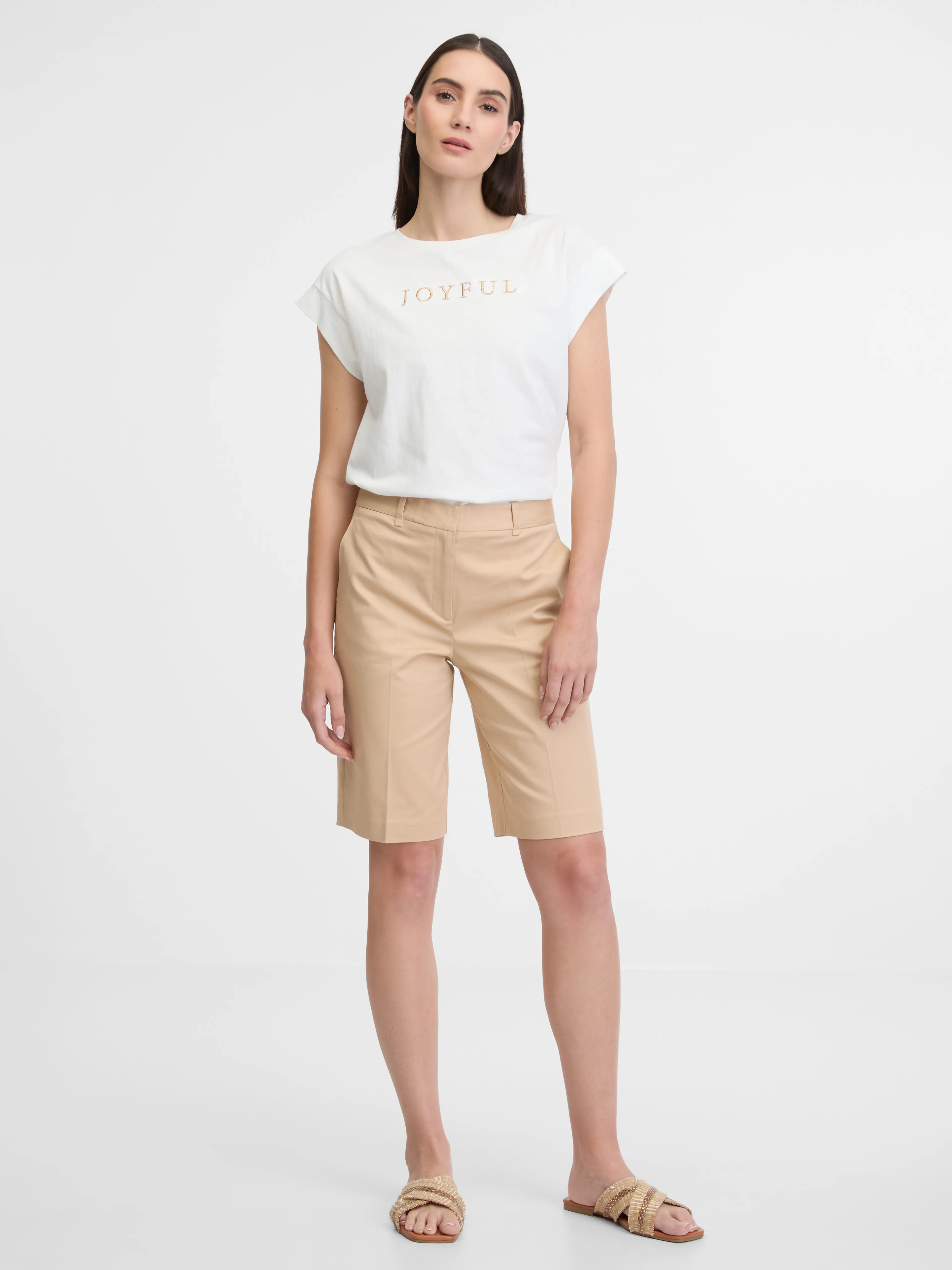 Weißes Damen-T-Shirt mit kurzen Ärmeln ORSAY