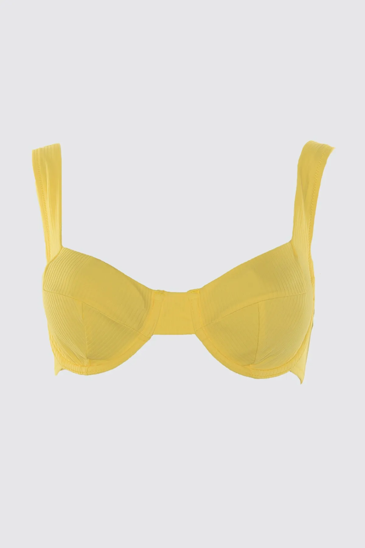 Trendyol Collection  Gelbes strukturiertes Bügel-Bikinioberteil TBESS21BU0017