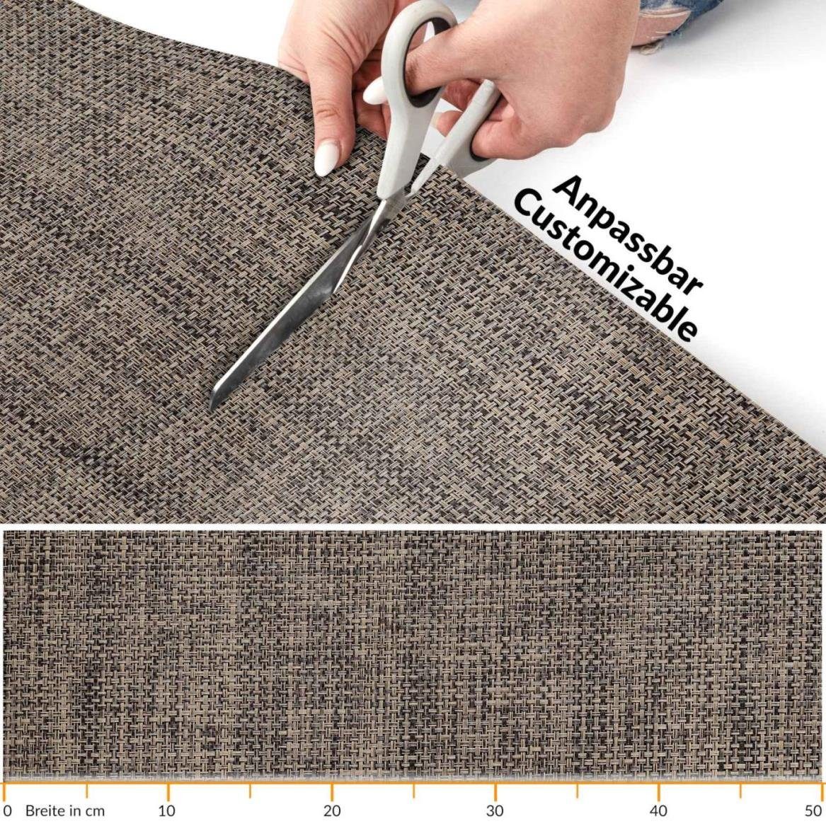 Küchenläufer Outdoorläufer Teppich Läufermatte TATAMI Rattan Robust Wasserabweisen, ANRO, Rechteckig, Höhe: 3 mm, Rattanoptik
