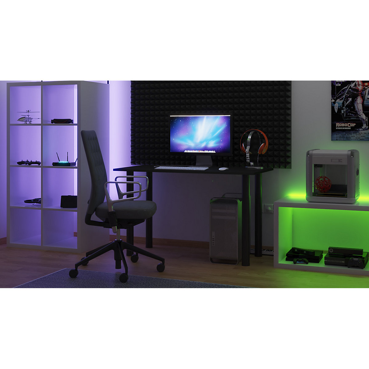 Gaming Schreibtisch mit Kabeldurchführung onesize