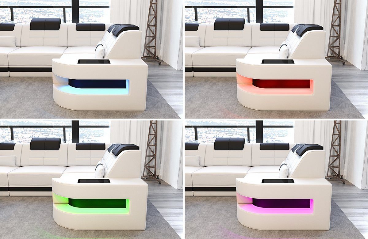 Sofa Dreams Ecksofa Ledercouch Sofa Leder Como L Form Ledersofa, Couch, mit LED, wahlweise mit Bettfunktion als Schlafsofa, Designersofa