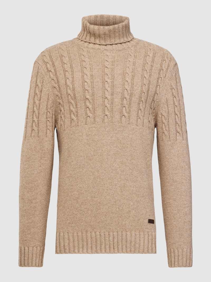 Strickpullover mit Zopfmuster in offwhite