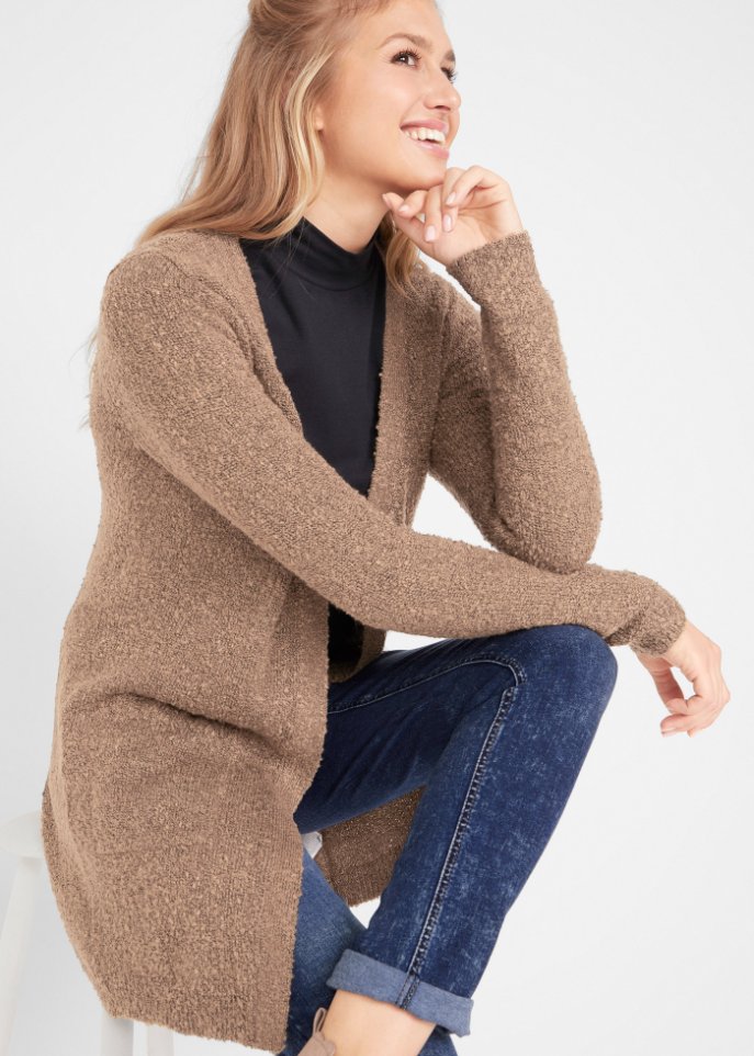 Boucle-Longstrickjacke