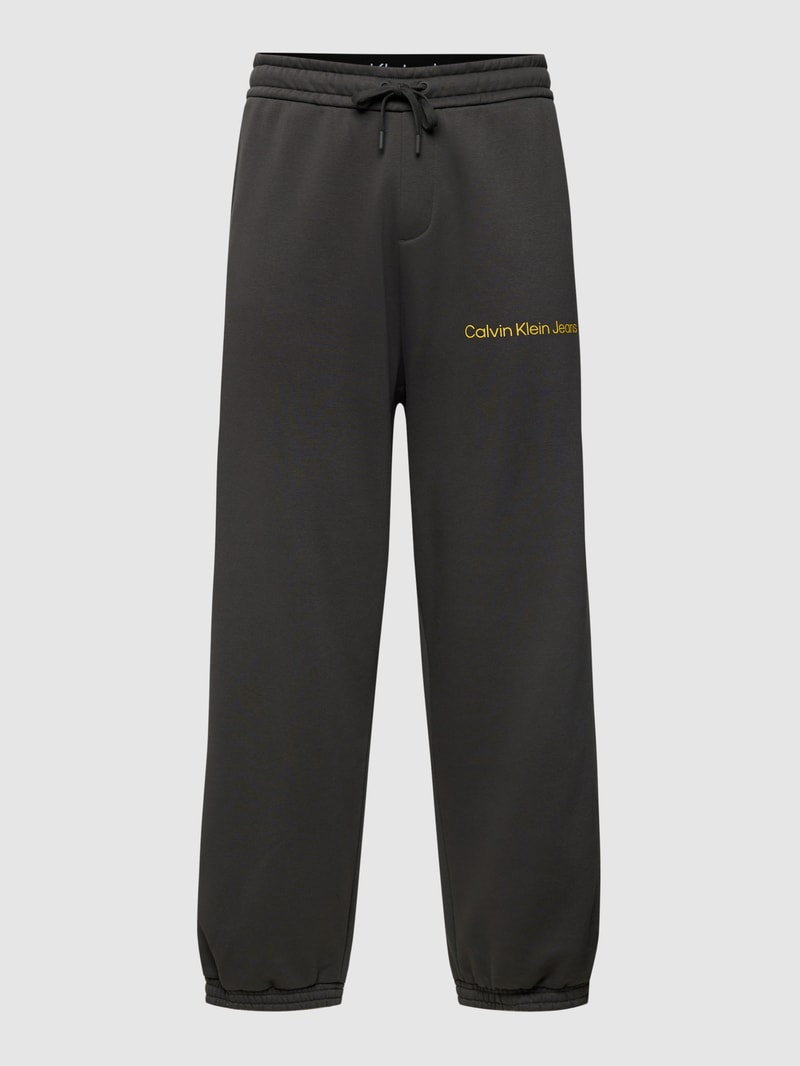 Sweatpants mit Label-Print in anthrazit