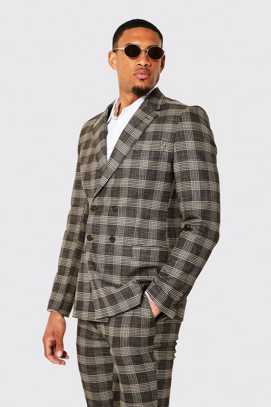 Tall zweireihige karierte Anzugjacke