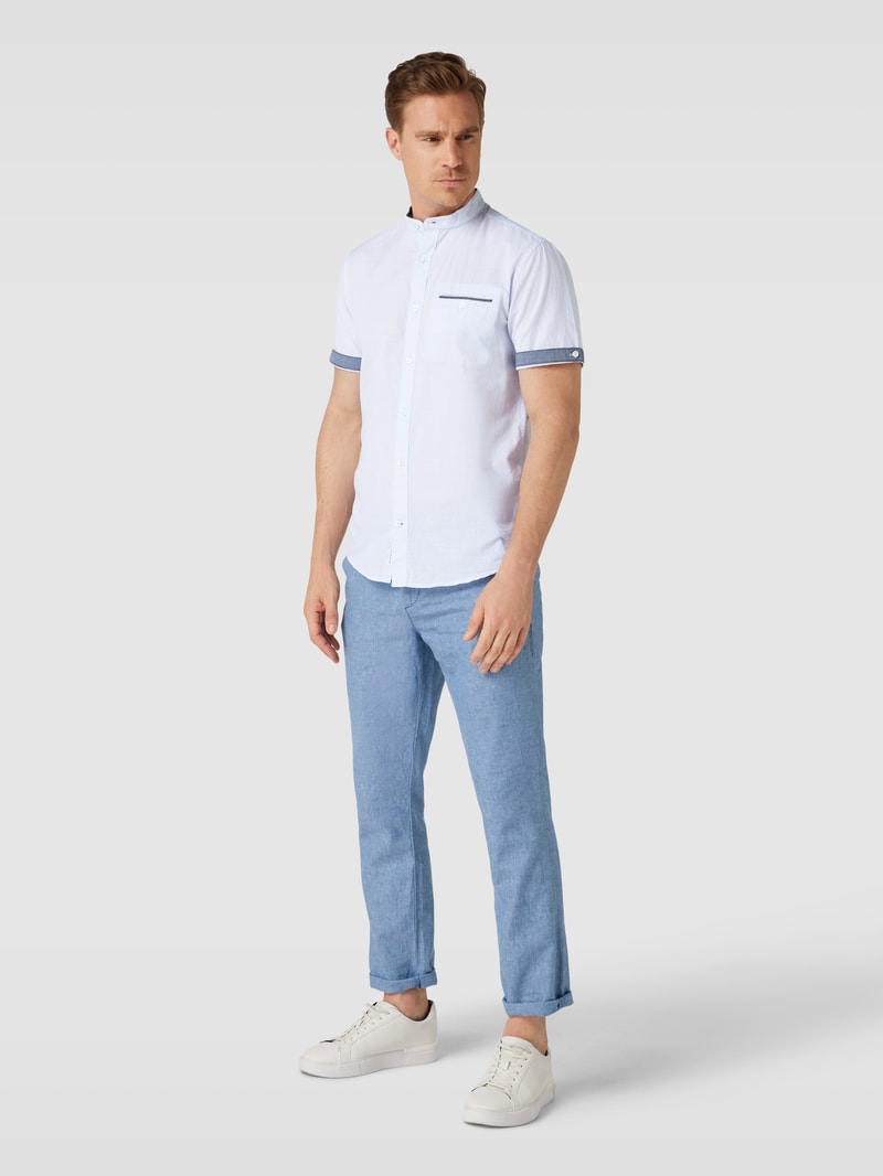 Freizeithemd mit Stehkragen Modell 'slubyarn' in bleu