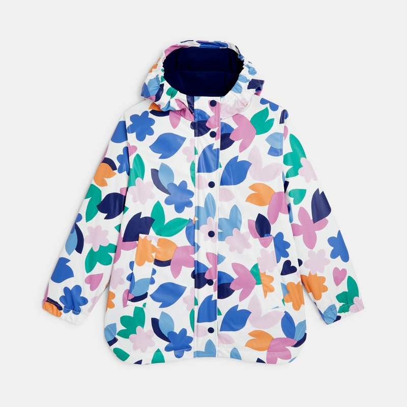 Coupe vent fille imperméable inspiration papier découpé fleuri blanc Catimini
