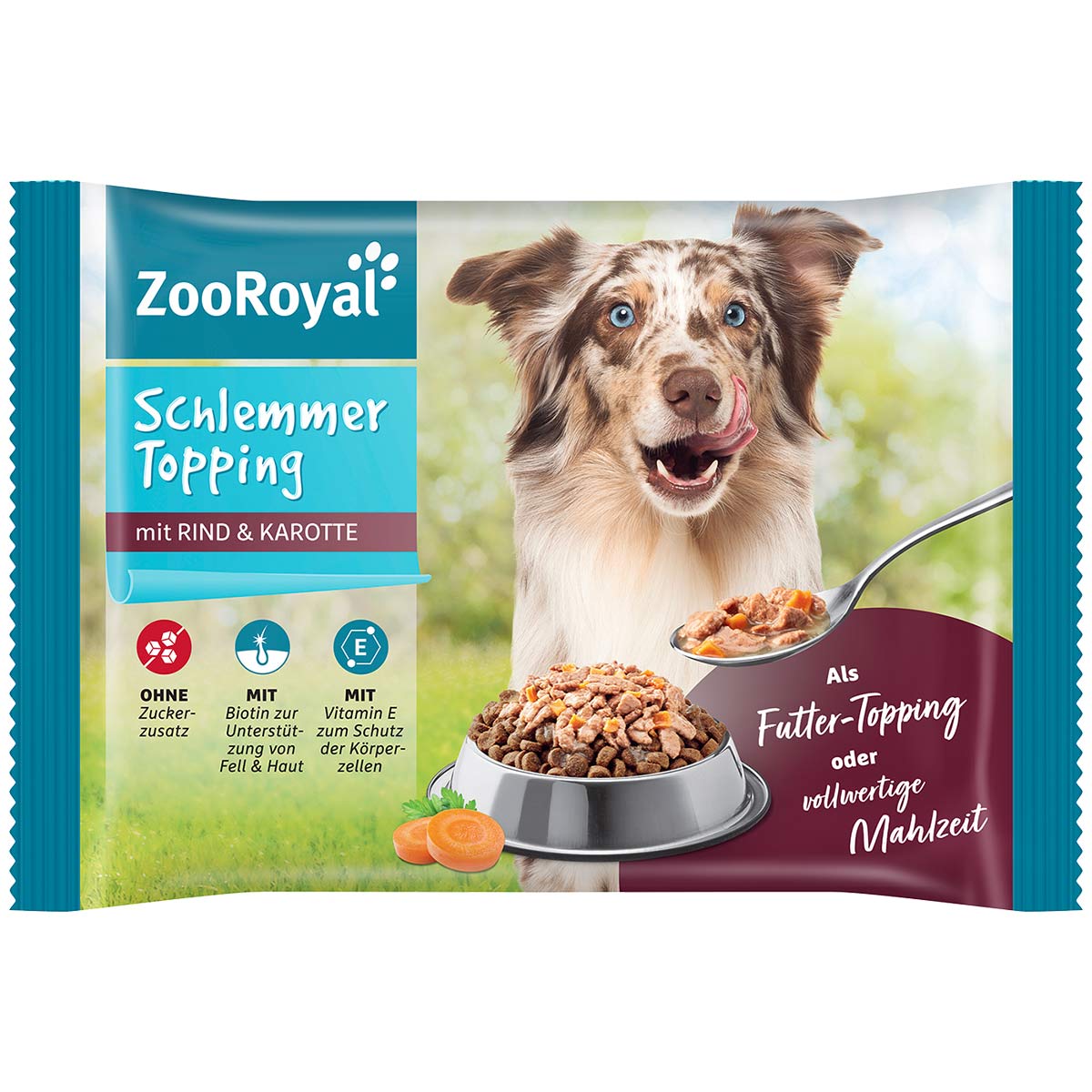 ZooRoyal Schlemmer Topping Rind & Karotte 4x100g