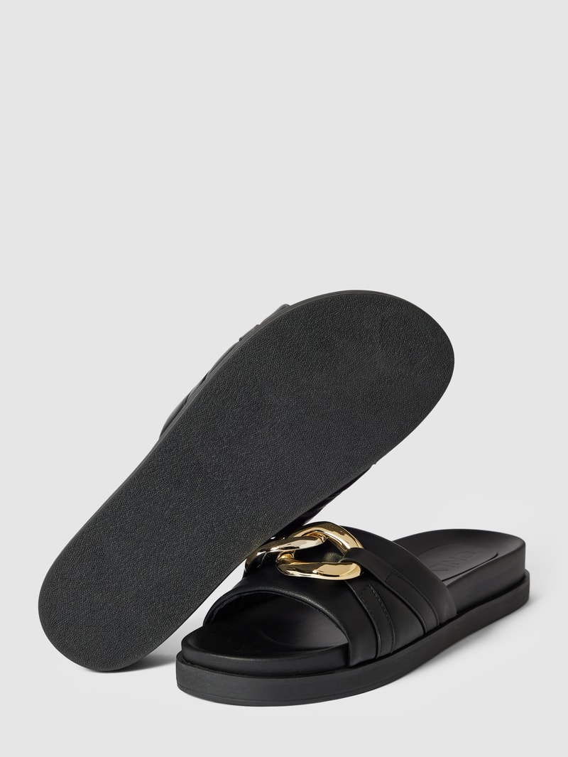 Slides mit Zierbesatz Modell 'MINNIE' in schwarz