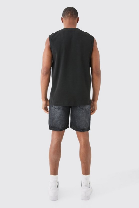 Slim-Fit Jeansshorts in Grau