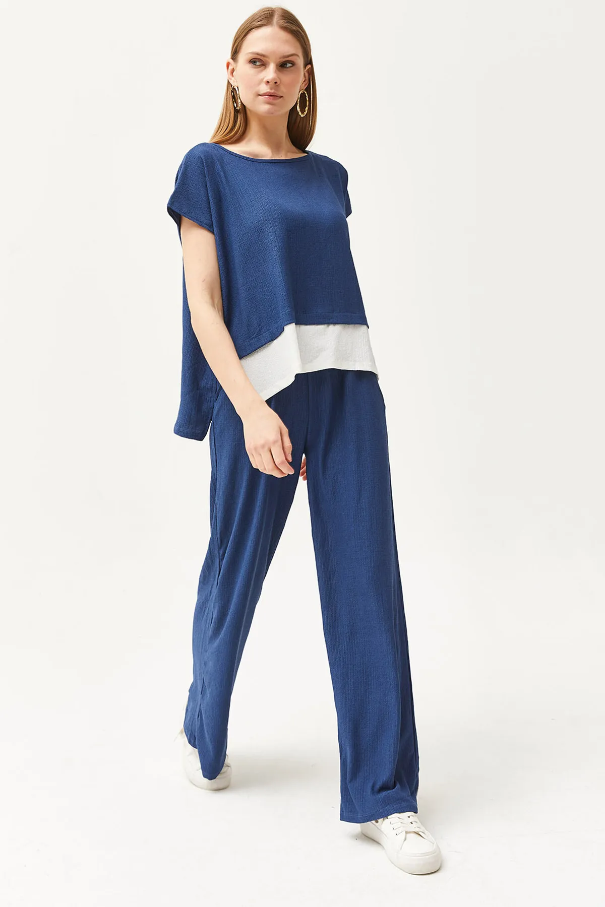 Olalook  Damen Indigo Top Bluse Unterhose Set TKM-19000273