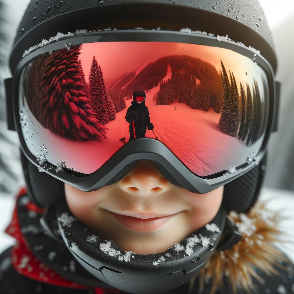 IVOL schwarz Rotes Spiegelglas Kinder Skibrille