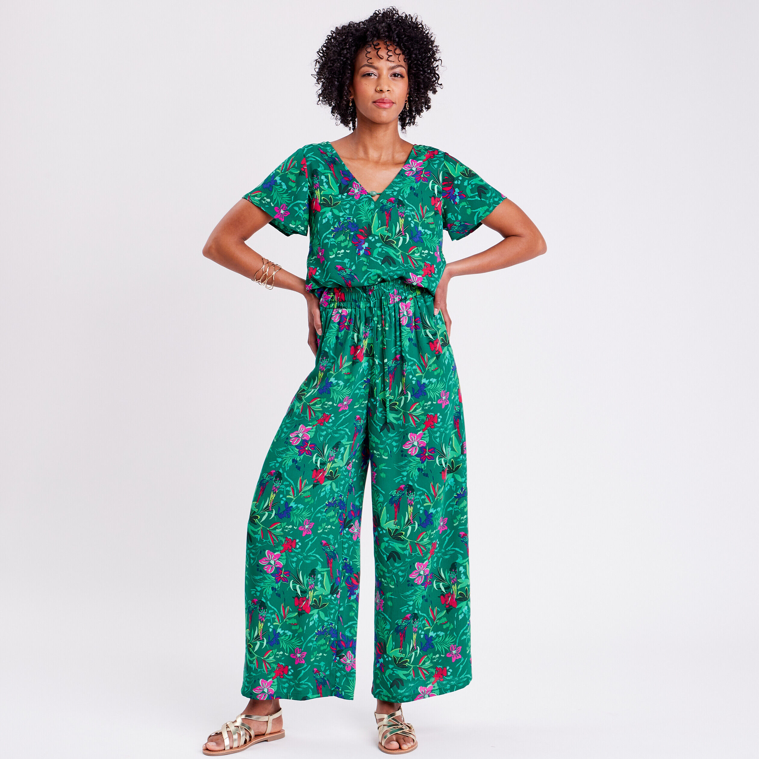 Blouse manches courtes vert femme | Cache Cache