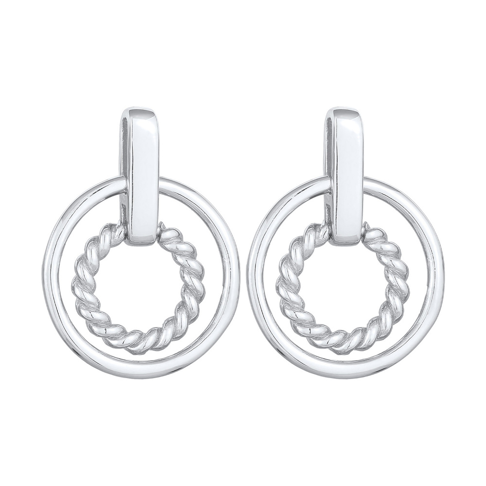 Elli Elli Boucles d'Oreilles Boucles d'oreilles pour femmes Cercle Torsadé en argent m Boucles d'oreilles
