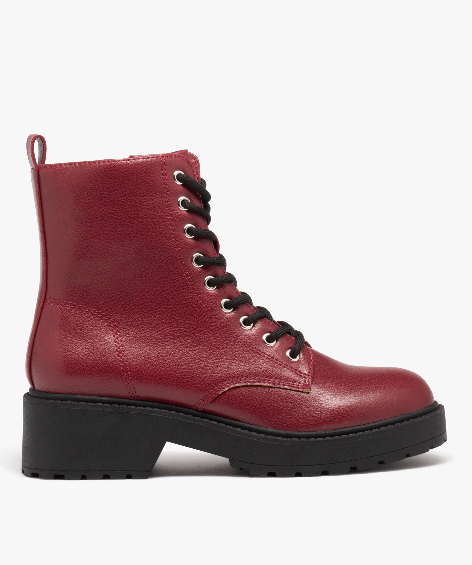 Boots à épaisse semelle crantée femme rouge | GEMO