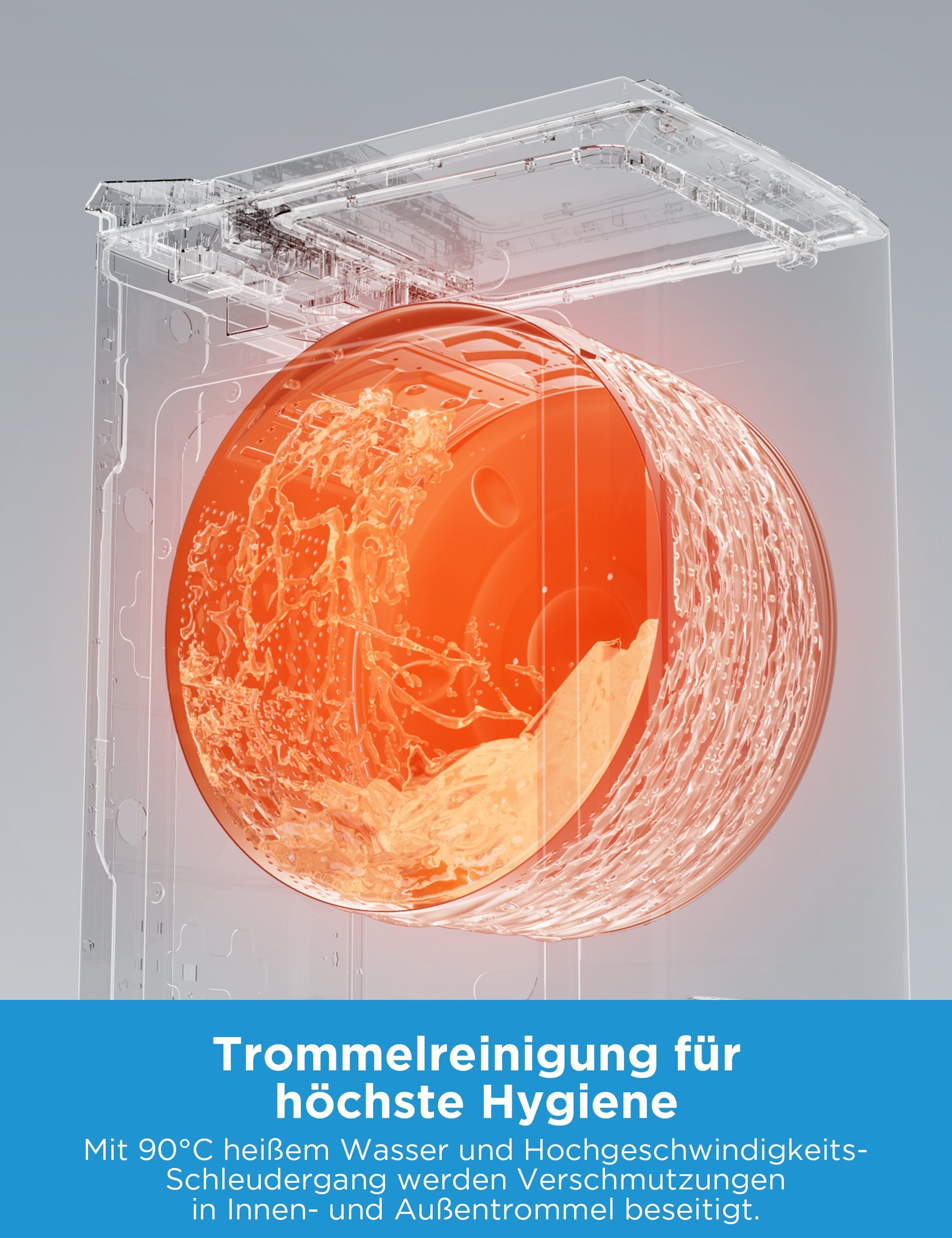 Midea Waschmaschine Toplader MF10ET80B, 8 kg, 1300 U/min, Soft Opener, XL-Tür, Dampffunktion, Kurz 15'&45'