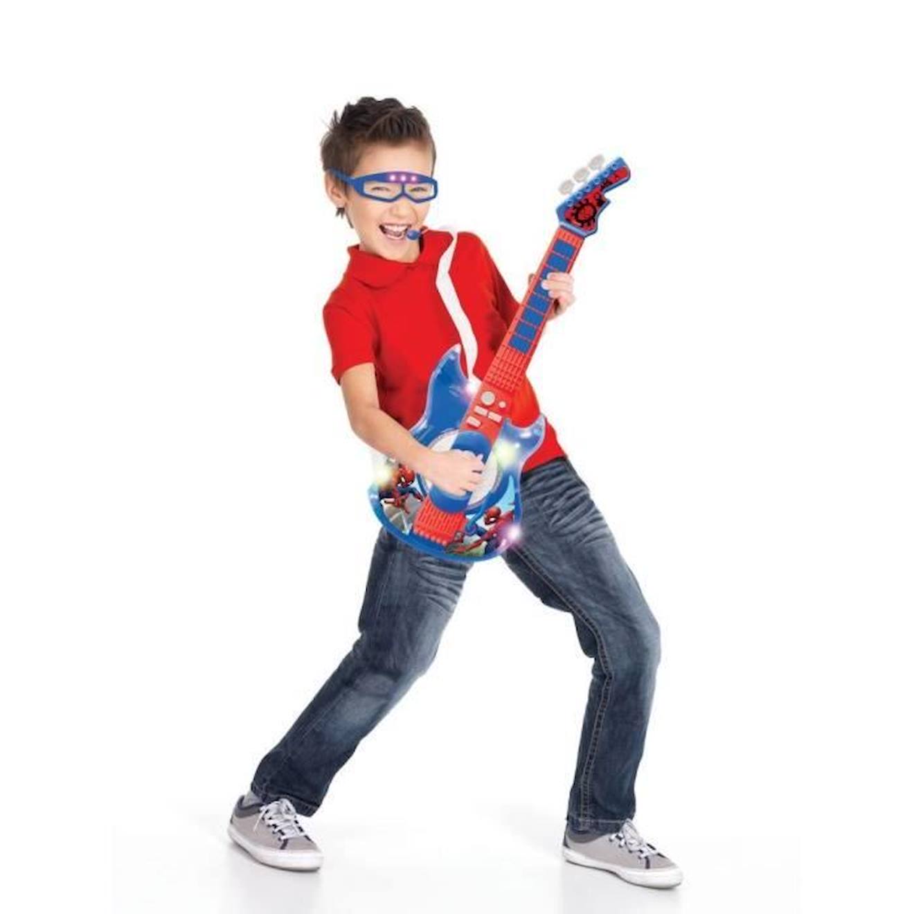 Cette guitare électronique Spider-Man est parfaite pour devenir une star du rock'n roll ! bleu