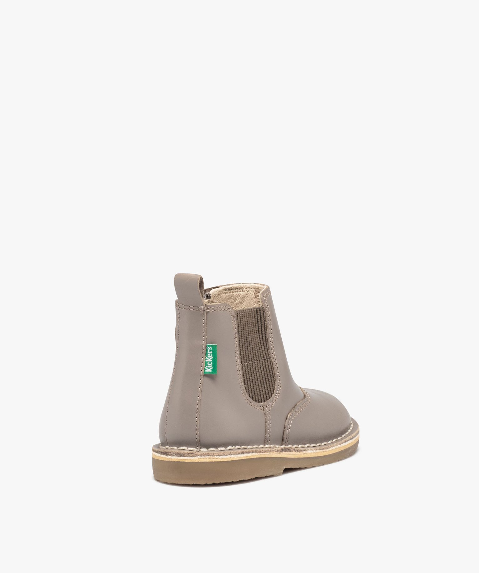 Boots bébé fille unies en cuir style Chelsea - Kickers taupe | GEMO