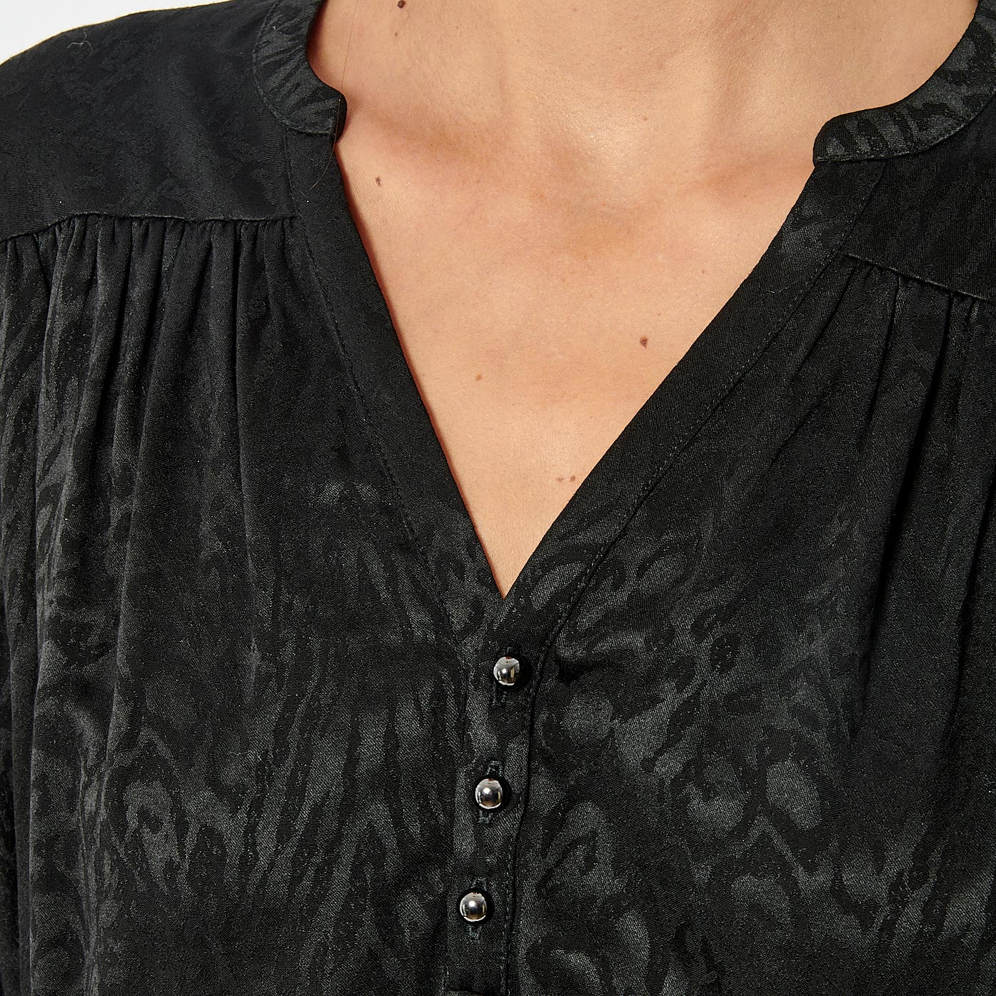 BAMBA  Blouse noire léopard femme