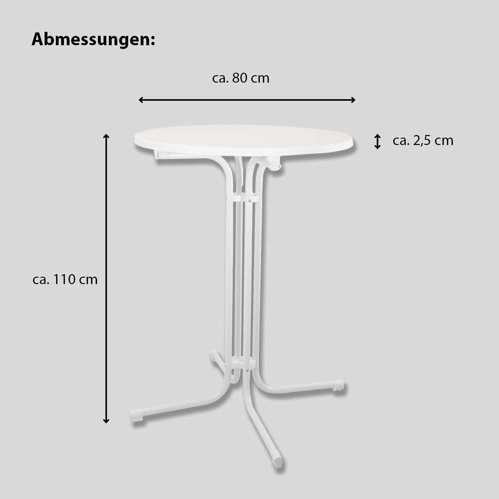 TRUTZHOLM Stehtisch Stehtisch klappbar Ø 80 cm Höhe 110 cm Stahl Gastrotisch Partytisch (1er)
