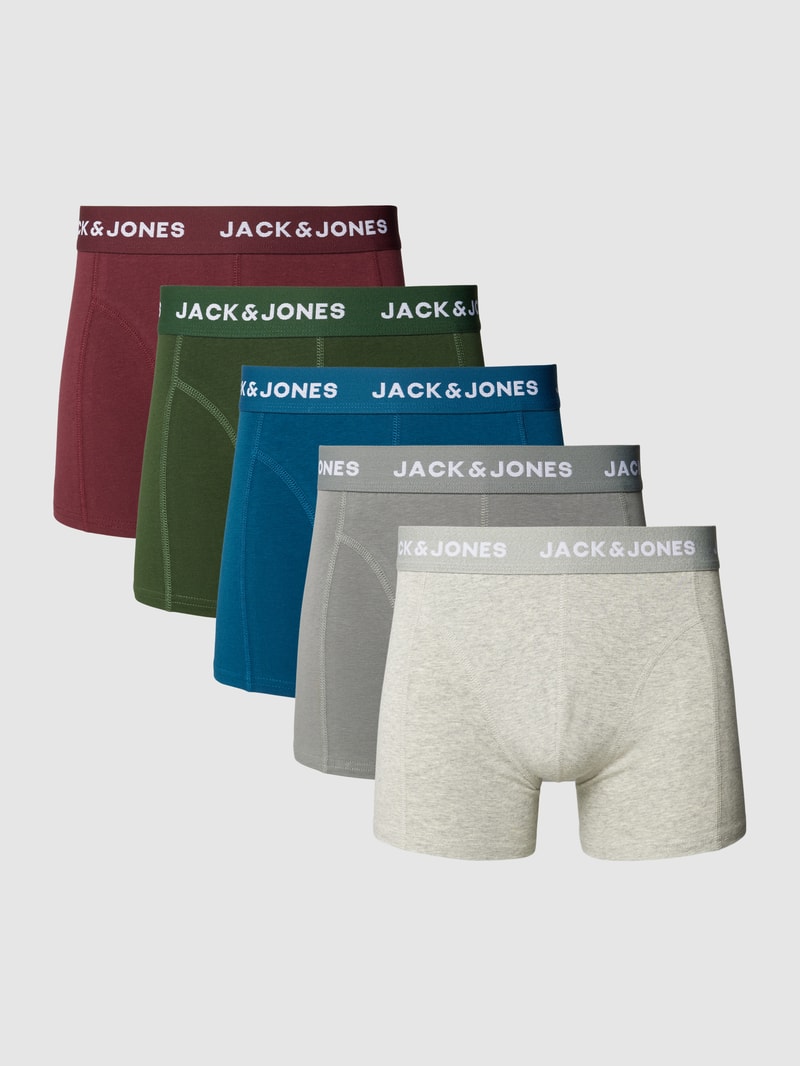 Trunks mit elastischem Logo-Bund im 5er-Pack in bordeaux rot