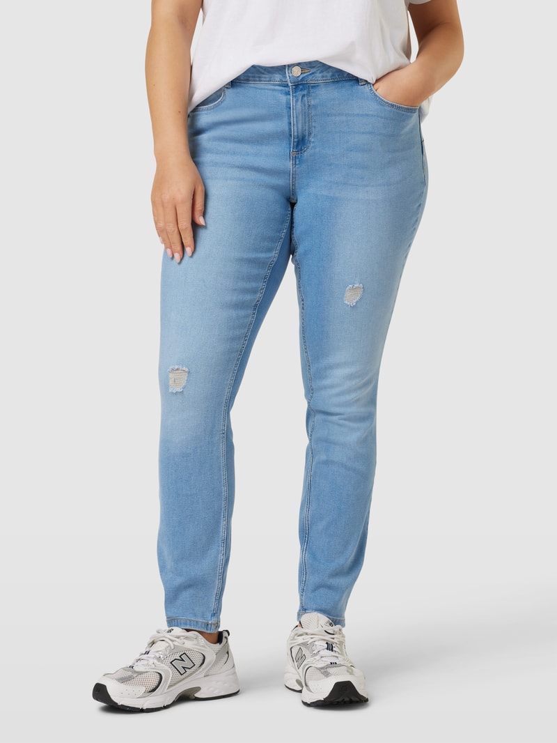 PLUS SIZE Skinny Fit Jeans mit 5-Pocket-Design Modell 'SELA' in hellblau