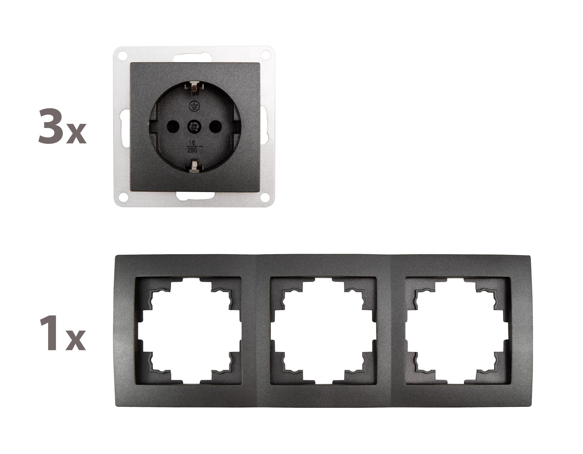 McPower Steckdose Steckdosen Set McPower Flair Beginner 3S 4-teilig, anthrazit