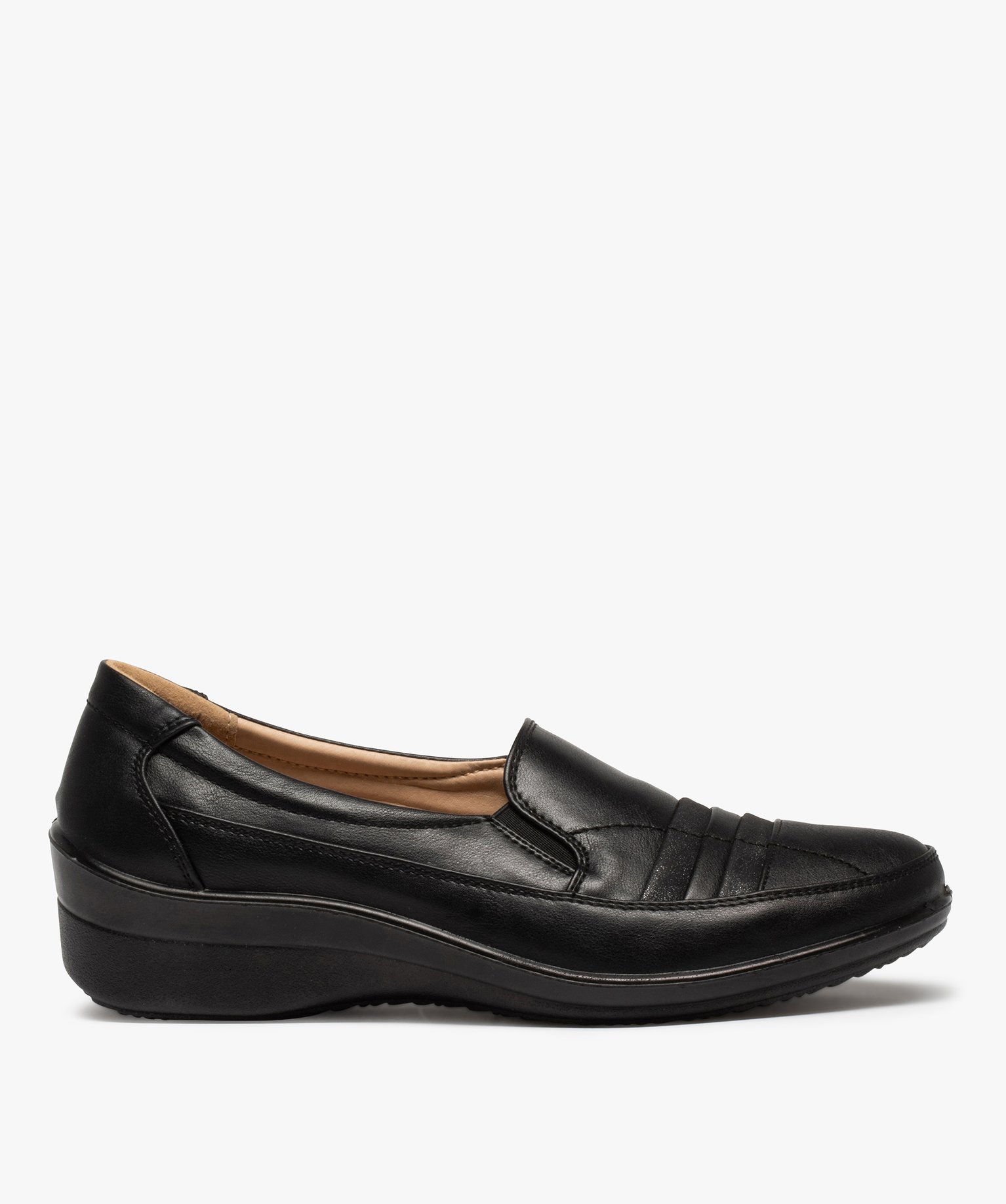 Mocassins confort femme unis avec détails brillants noir | GEMO