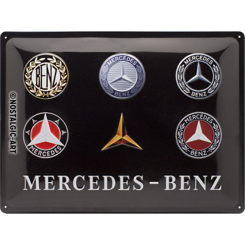 Nostalgic Art Retro Blechschild 30x40cm, Motiv "Mercedes Benz - Logos", 1 Stück - ATU