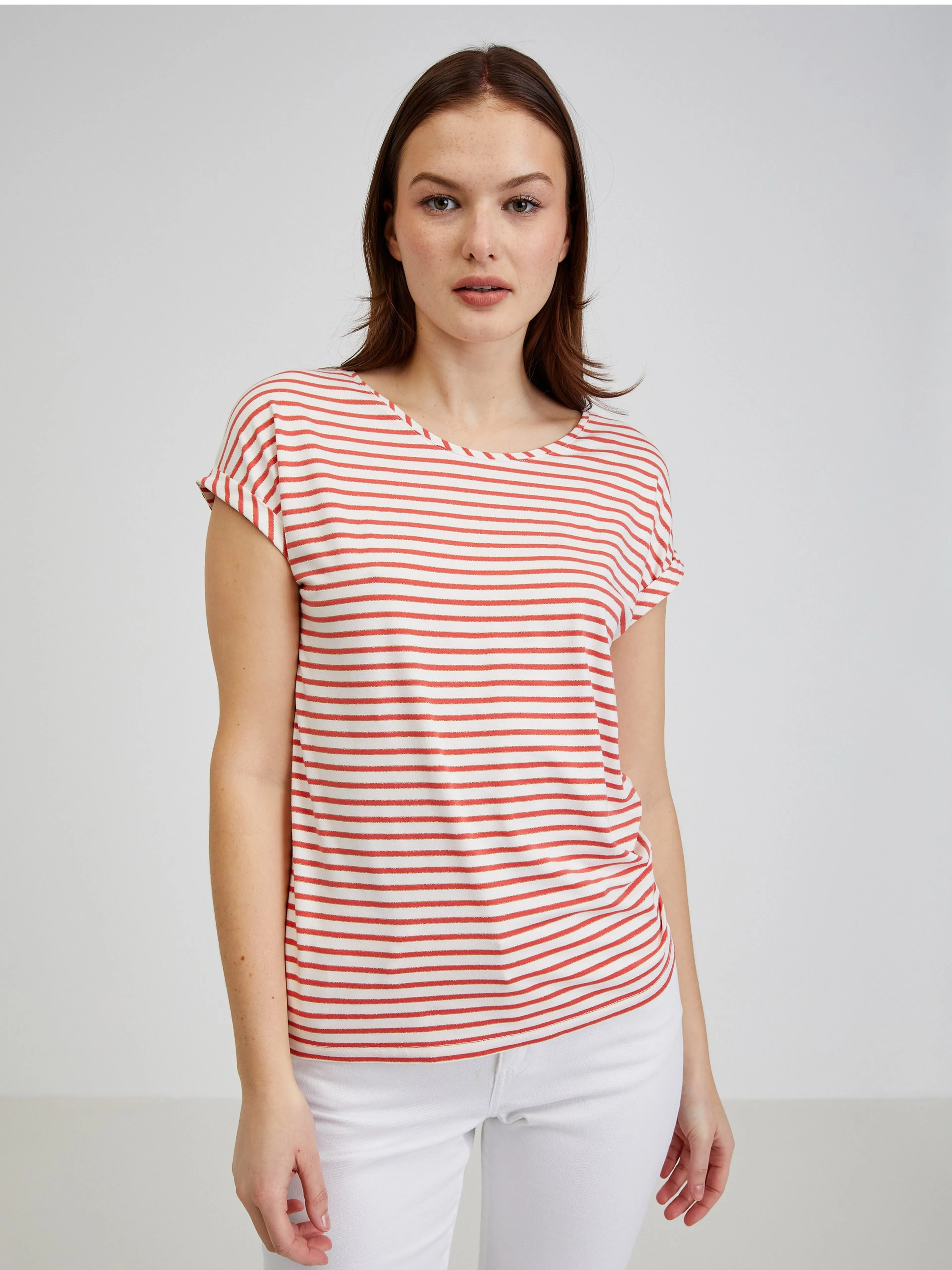 Rot-weiß gestreiftes Damen T-Shirt ORSAY