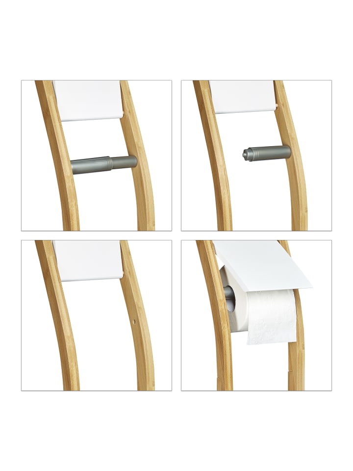 relaxdays WC Garnitur in Natur-Weiß - (B)19 x (H)75 x (T)19 cm günstig kaufen onesize