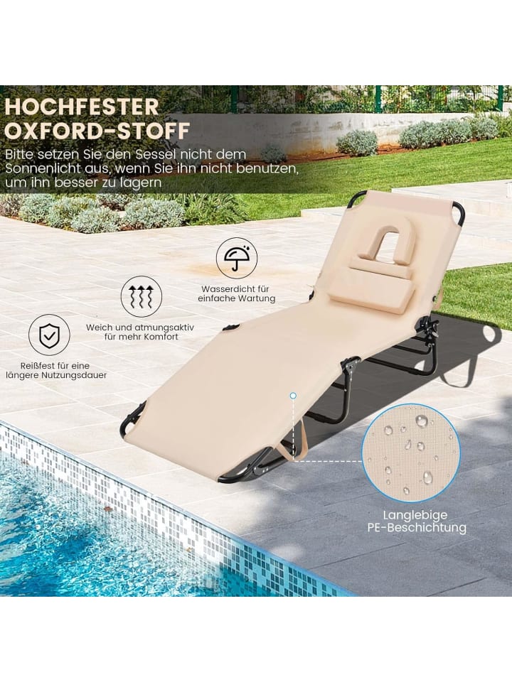 COSTWAY Sonnenliege mit Gesichtsöffnung in Beige günstig kaufen onesize