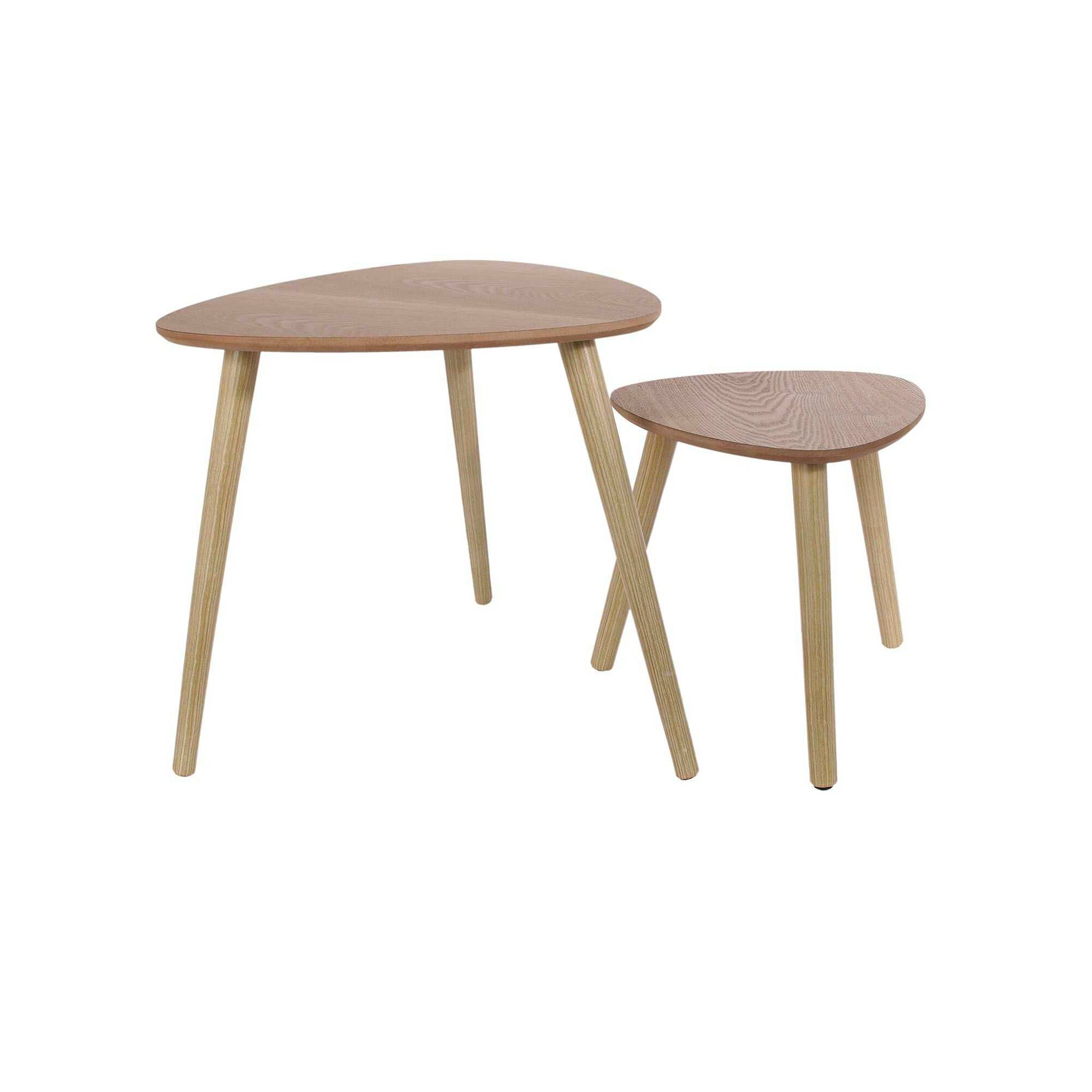 Tables gigognes en bois, plateau triangulaire