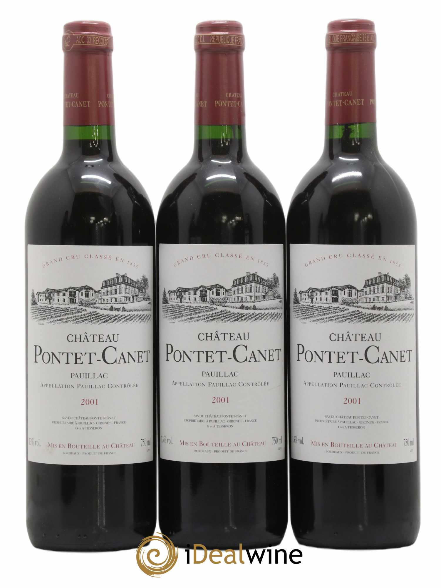 Château Pontet Canet 5ème Grand Cru Classé  2001 - Lot de 6 Bouteilles