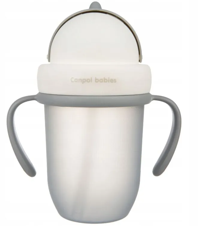Canpol Babies шоља са склопивом силиконском сламком, мат пастелне боје