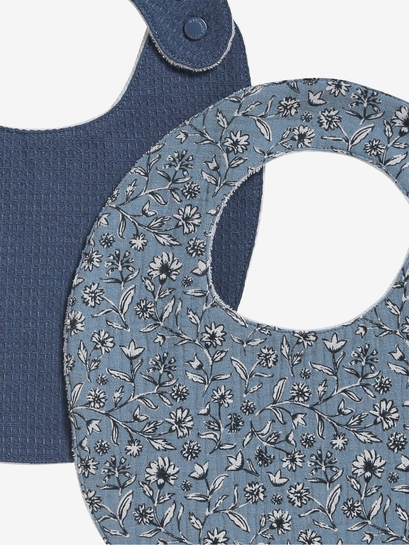 Vertbaudet 2er-Pack Baby Lätzchen, personalisierbar - blau indien blume