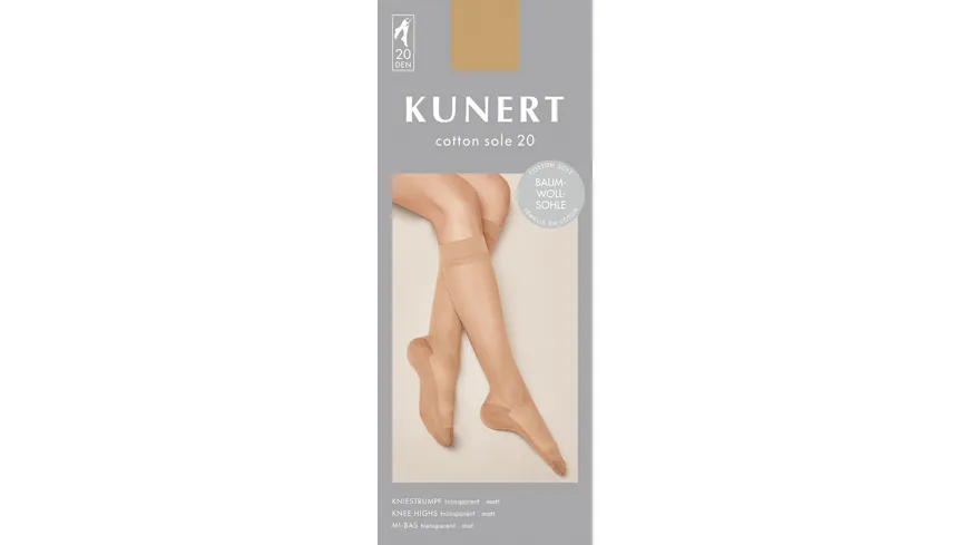 KUNERT Damen Kniestrümpfe mit Baumwollsohle COTTON SOLE 20 DEN black