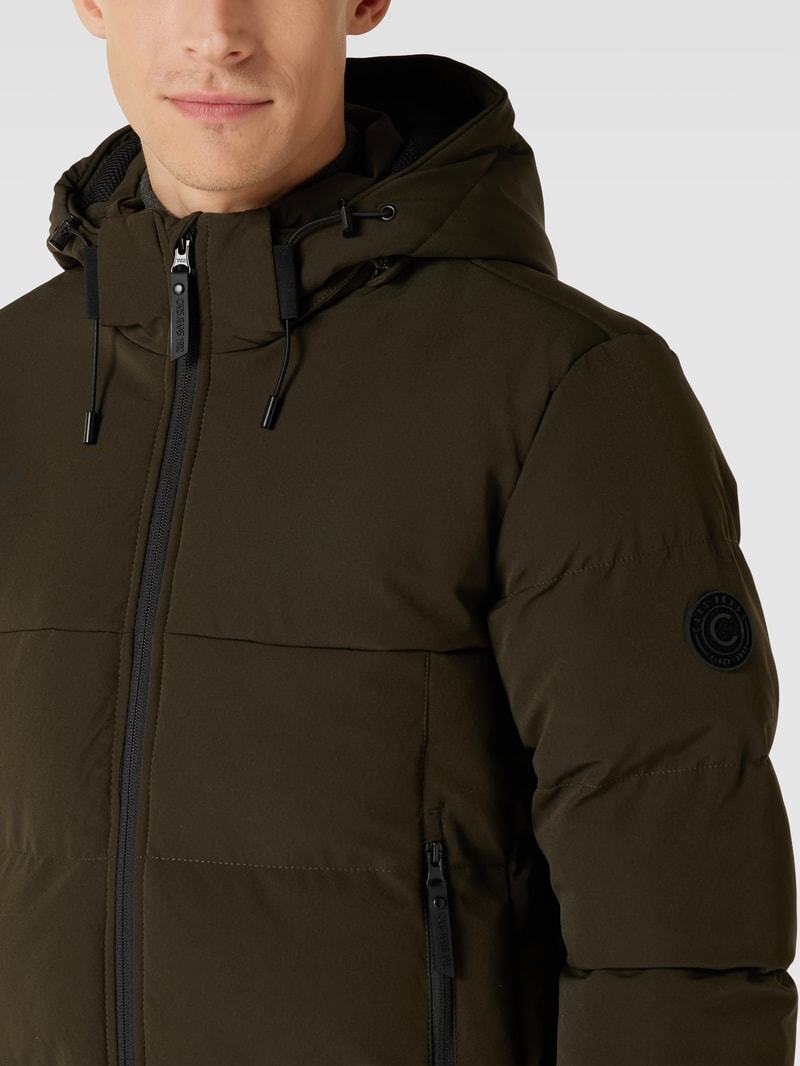 Steppjacke mit Label-Patch Modell 'Eltham' in olivgrün