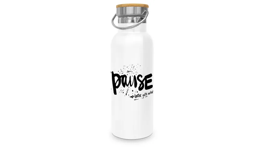 Design@Home Edelstahl Isolierflasche Pause 0,5l weiß/ schwarz